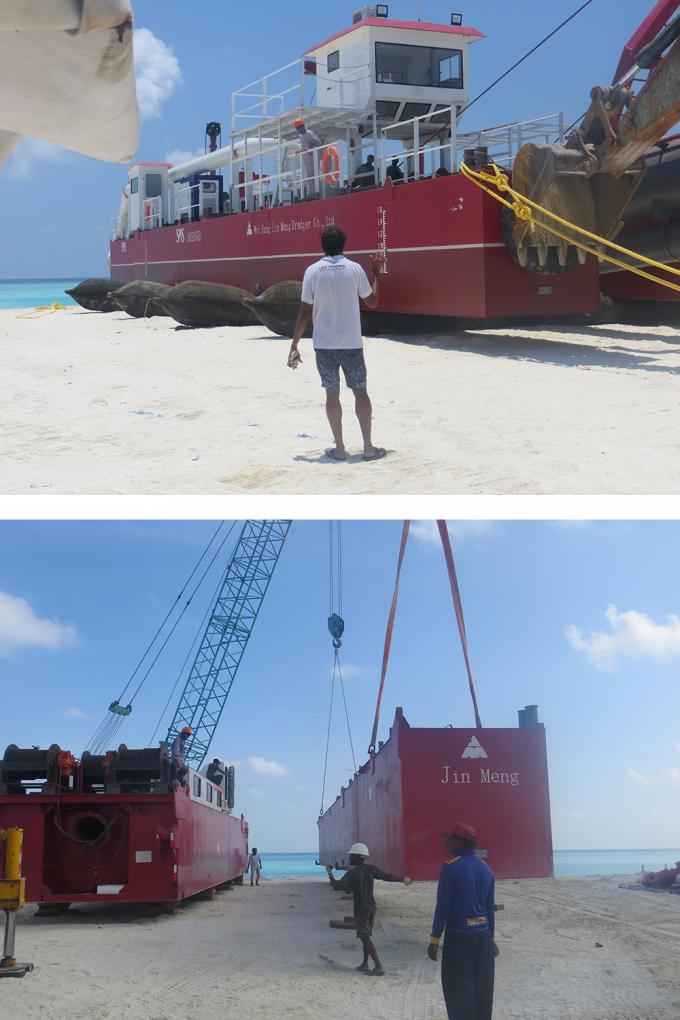 浚渫船 installation process at worksite