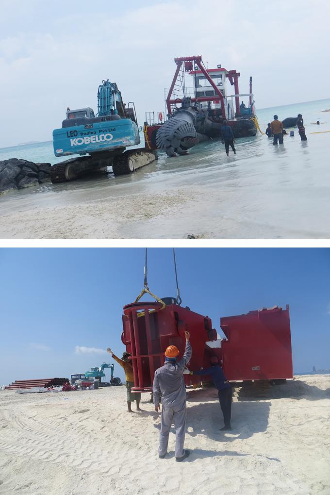 Installation process of river suction 浚渫船