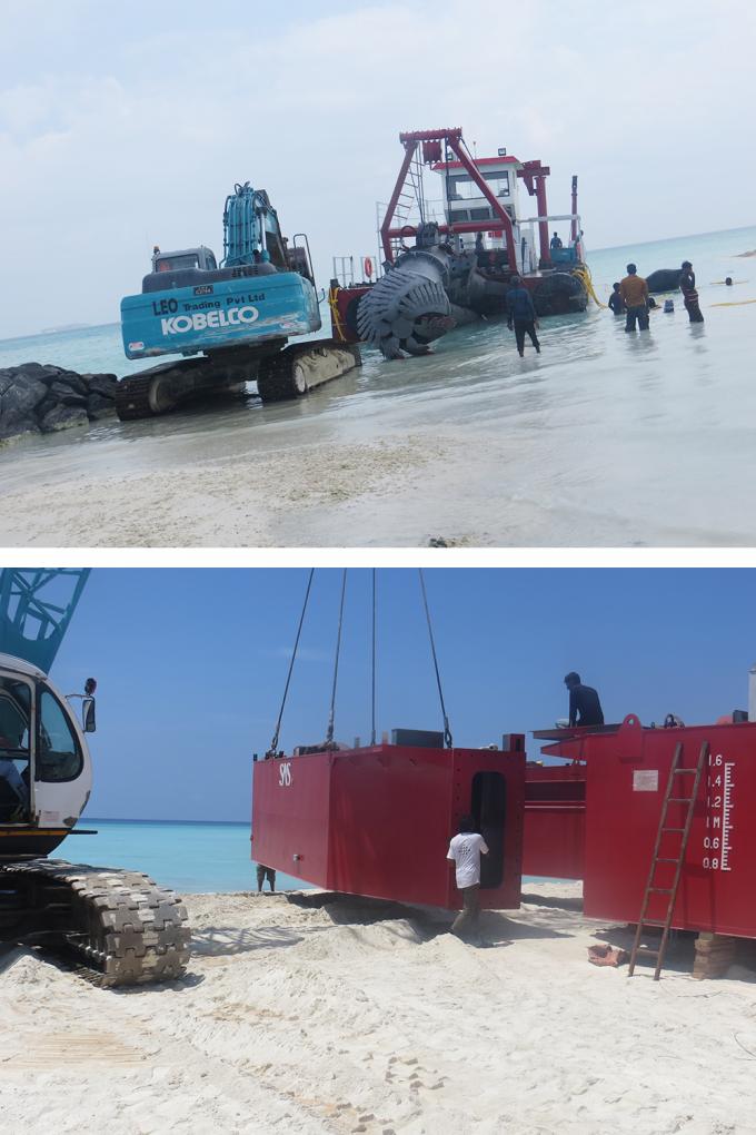 JMD550 Diesel 浚渫船 with Cutter Head Installation